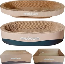 3-Pc Cat Scratcher Set: Oval Bowl Nest Box for Indoor Cats