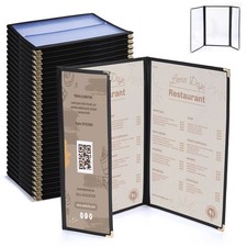 WeChef 30 Pcs Menu Covers 8.5x14" 2 Page 4 View 4.25x14" Half Page Wine List