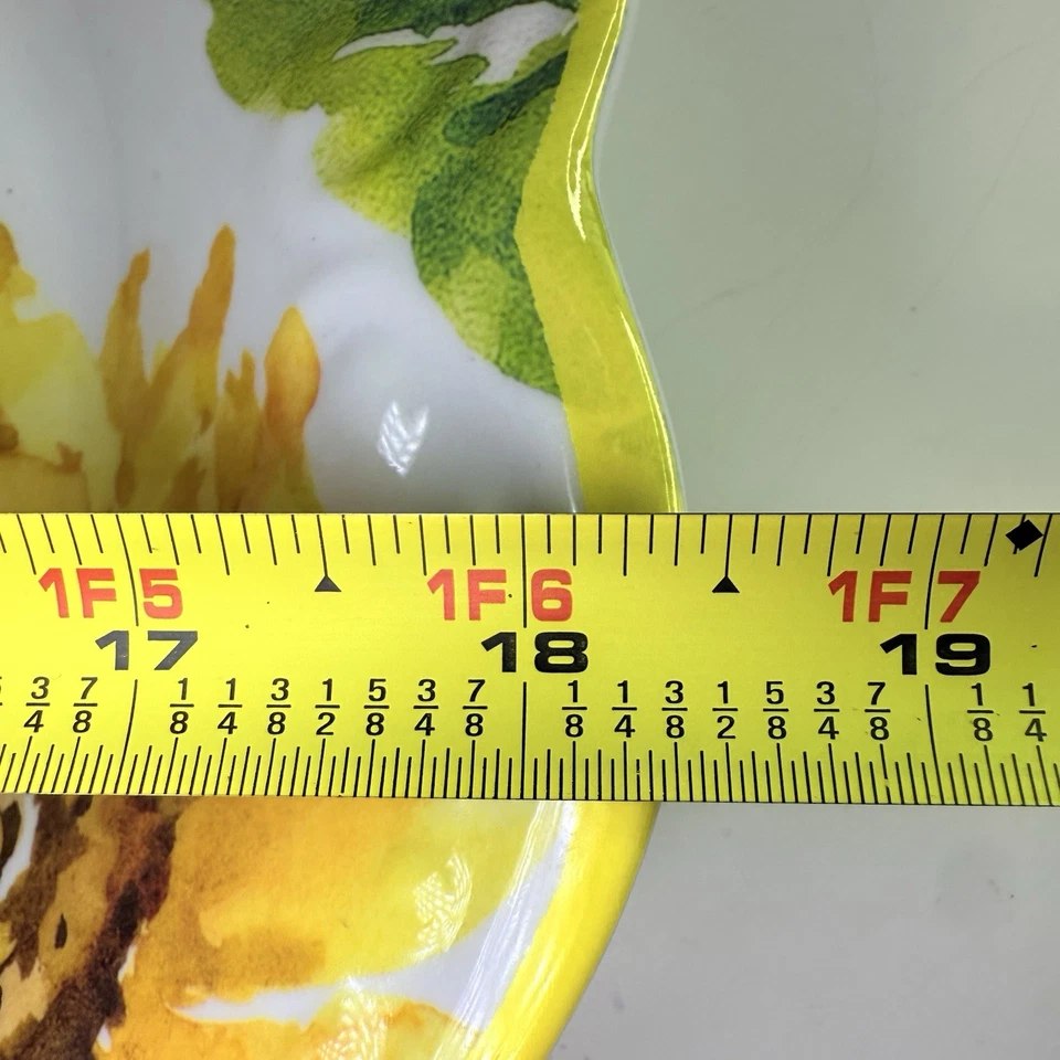 Sunflower Melamine Large Serving Platter Yellow Bees 18” Summer Garden Floral - Image 3 of 4