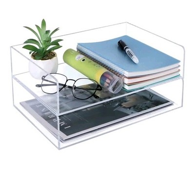 Klar Acryl Schreibtisch Organizer, 2 Ebenen Papier Organizer Fach, Stapelbar Büro 