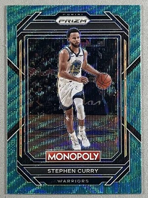 Stephen Curry 2022-23 Panini Prizm Monopoly Teal Wave Prizm SP - Warriors #28