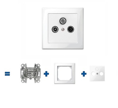 MERTEN Set/Antennendosen-Einsatz Radio/TV/SAT + 1-fach Rahmen polarweiß M-Smart