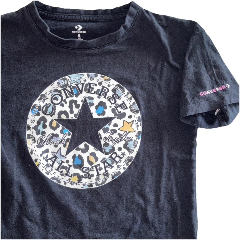 Girls Small Converse All Star Chuck Taylor Black T Shirt 8-10ys  - Image 3 of 4