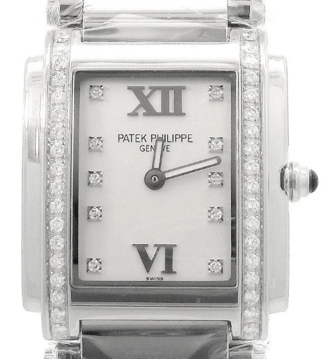 Patek Philippe — Patek Philippe Twenty 4 Stainless Steel Silver Diamond Dial Diamond Bezel