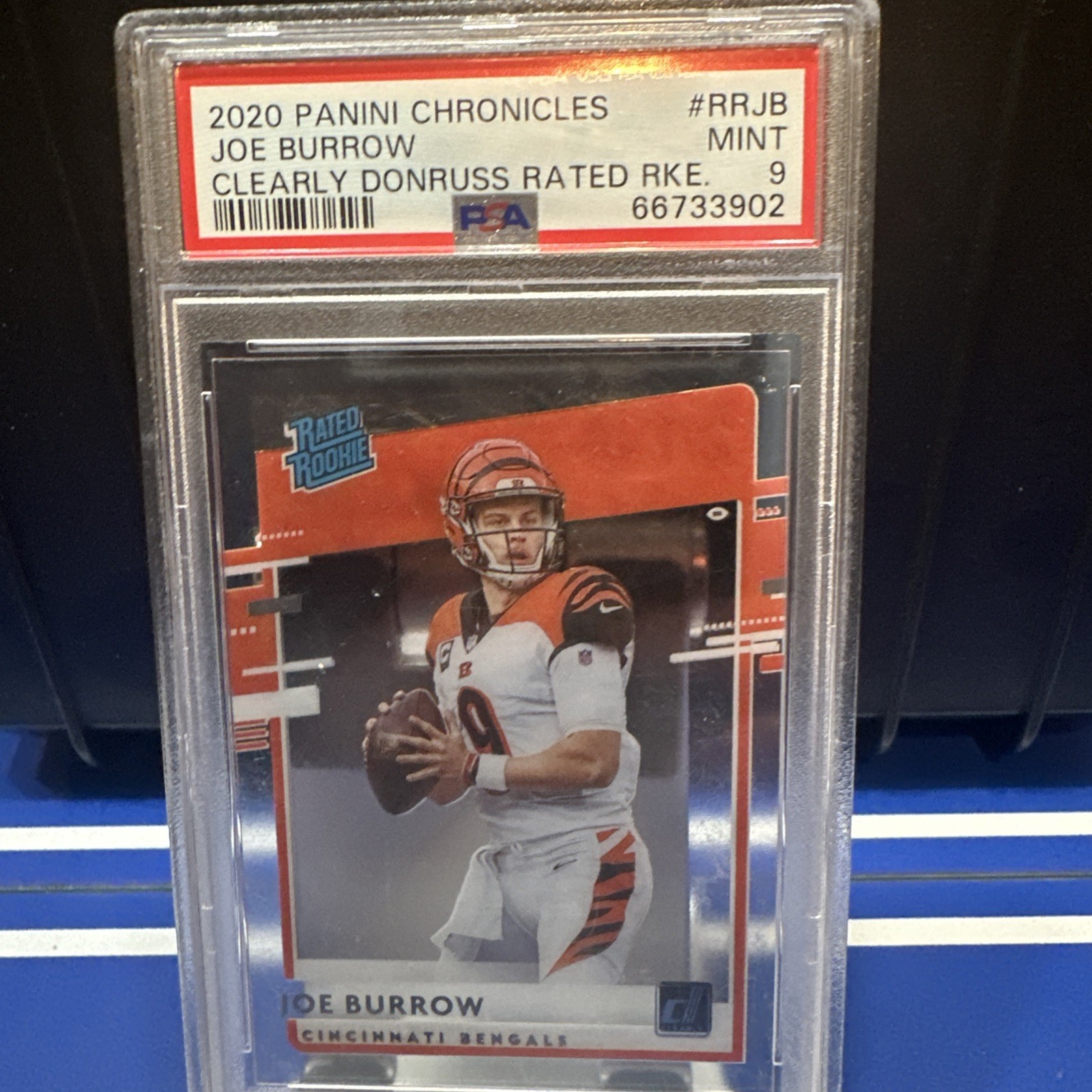 2020 Panini Chronicles Clearly Donruss Rated Rookie Joe Burrow (RC) PSA 9 Mint
