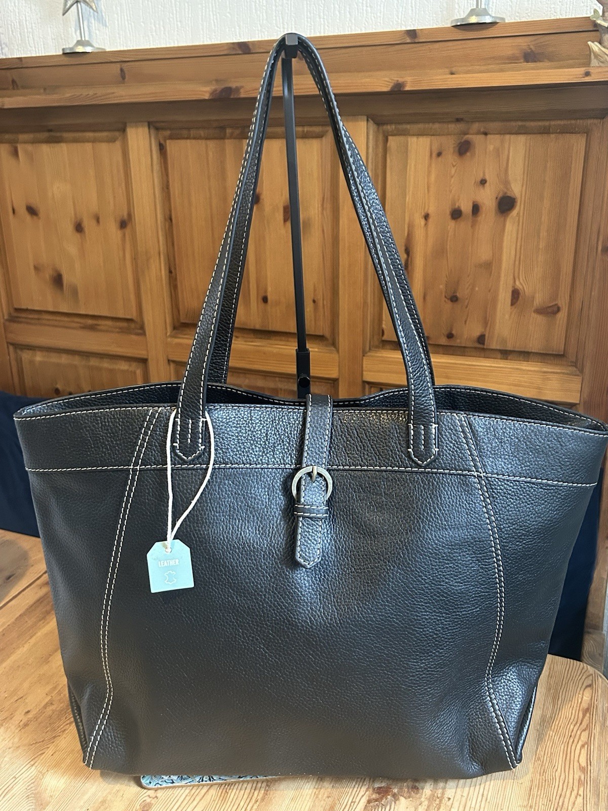 FatFace Tilly Black Leather Tote Bag Large Shopper Shoulder Handbag  106132 image 2