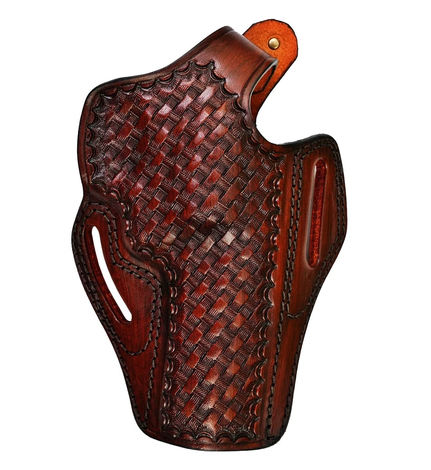 Leather Holster Fits Taurus 856, 605, 905, 82, 692 - Basket Weave - Image 3 of 4