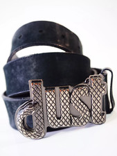 Just Cavalli Belt Black Leather Belt Metal Snake Buckle 110cm approx size XL