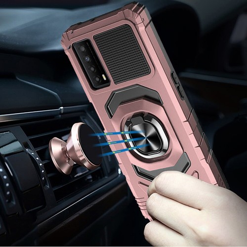 Estuche resistente a prueba de golpes con soporte de anillo magnético híbrido para TCL Stylus 5G + vidrio templado - Imagen 18 de 19