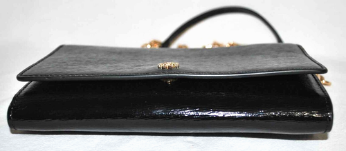 Tory Burch Robinson Black Leather Gold Chain Shoulder Clutch Bag $339 - Picture 5 of 9
