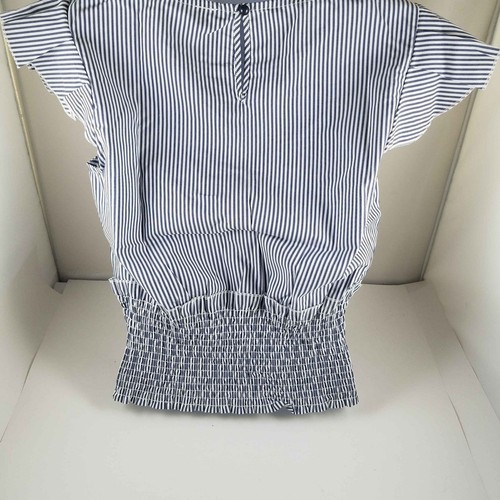 Womens 3 Hearts Top Blouse Blue White Stripes Stretch Mid Cotton Blend M New - Picture 6 of 7