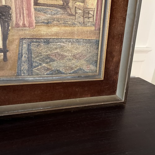ANTIKER 50er Jahre Holz vergoldet, Samt gefüttert Rahmen Charles Harris Design Original Kunst - Bild 4 von 15