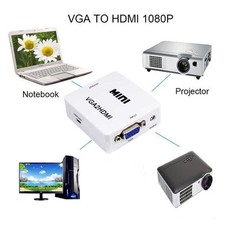 VGA to HDMI 1080P Video Converter Box 3.5mm audio Adapter fr DVD Laptop PC To TV