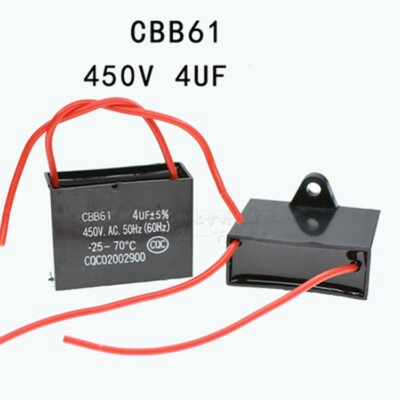 1pcs 4uF 450V CBB61 Motor Start Run Fan Capacitor 2Wires