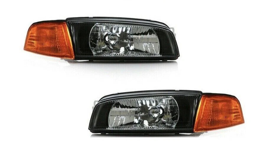 Для 97-02 Mitsubishi Lancer Mirage EVO 4 черная фара JDM + угловая левая + правая - Изображение 2 из 4