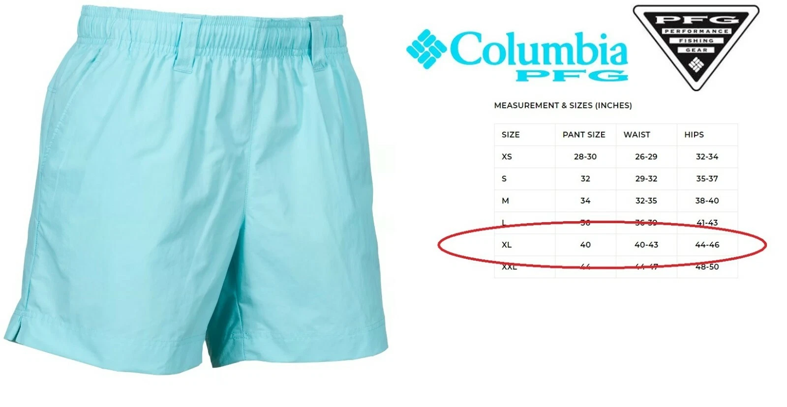 Columbia PFG Mens X-Large BACKCAST III WATER SHORT 6" inseam gulfstream Blue NWT
