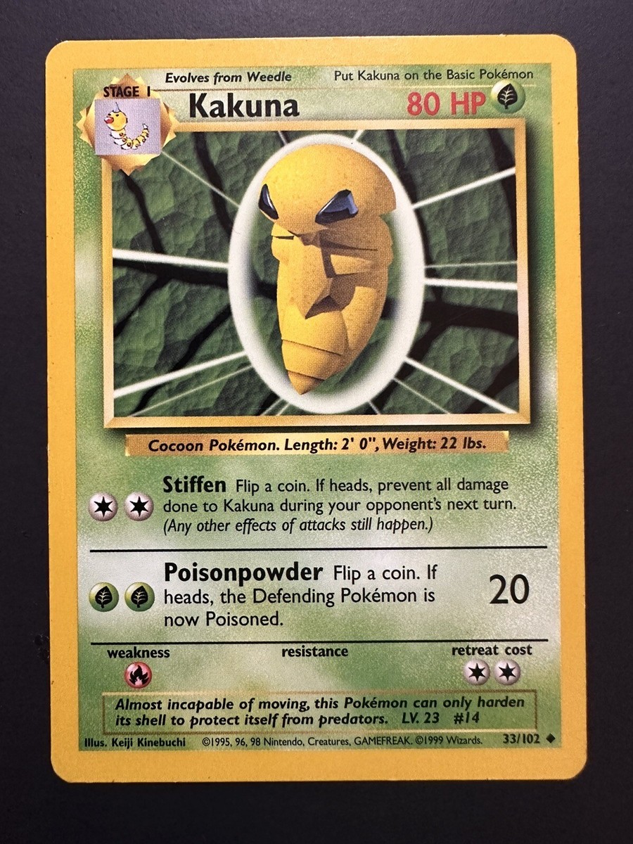 Pokémon TCG Kakuna Base Set 33/102 Regular Unlimited Uncommon