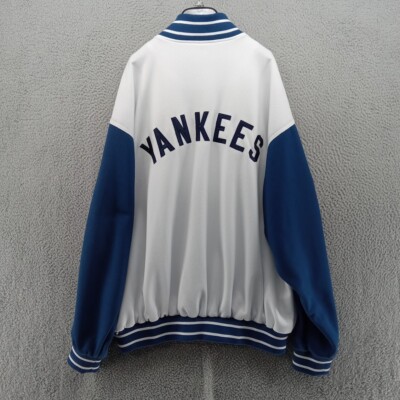 New York Yankees Jacket Mens 2XL White Blue Mesh Varsity 1927