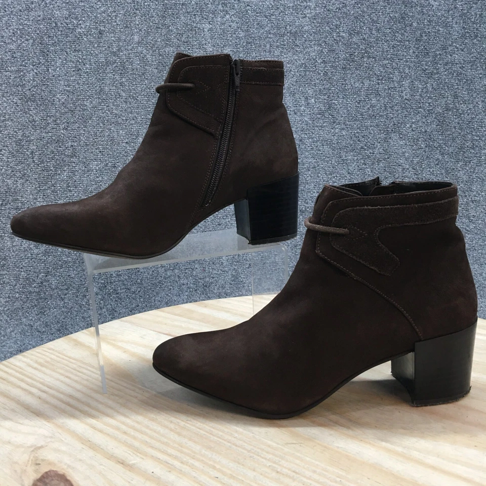 Botas Azura Mujer 40 Apolonia Botín al Tobillo Cuero Marrón Bloque Almendra Punta Tirar Foto 2 de 4