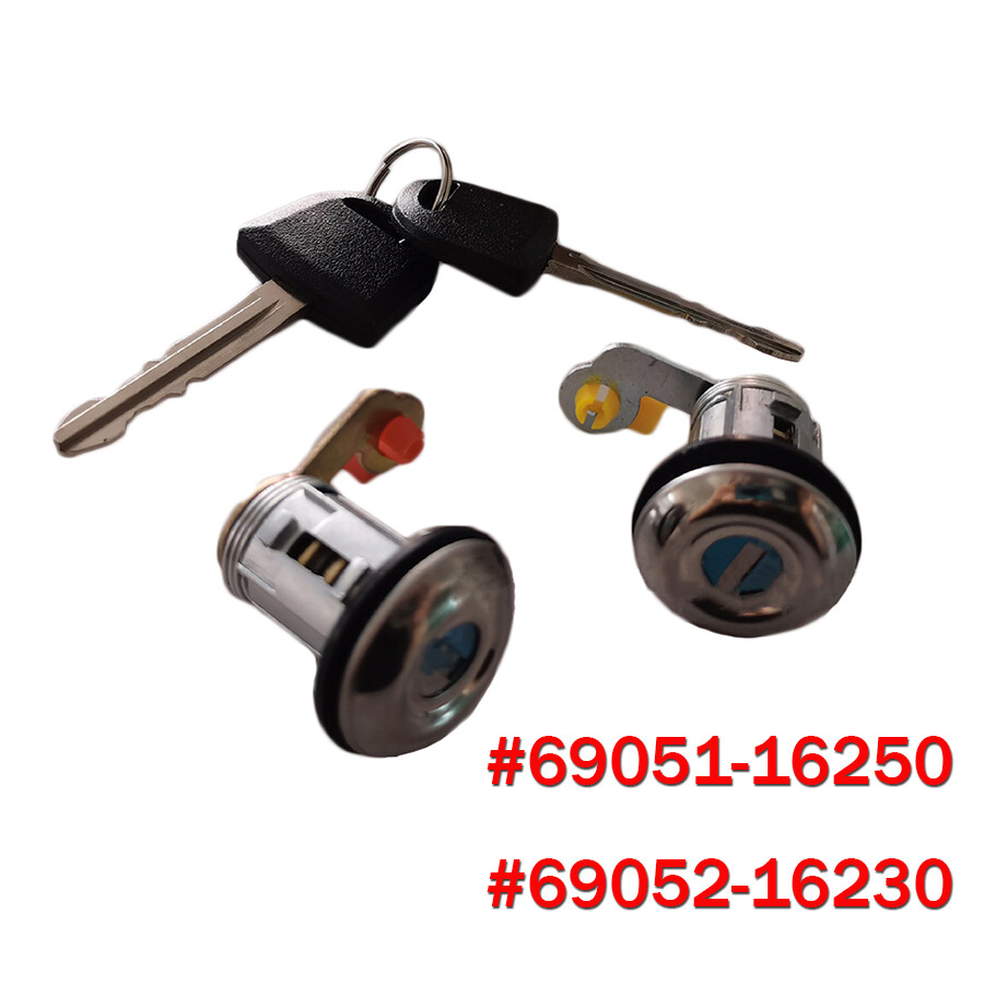 Door Lock Cylinder Kit w/Keys #69051-16250 69052-16230 For Toyota