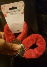 Momentum Brands Red Furry Valentines Day Handcuffs Adjustable With Keys