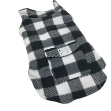 Aofitee Reversible Waterproof British Style Plaid Black Dog Winter Coat Medium