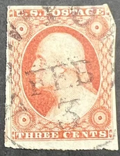 Scott#: 10A - George Washington 3¢ 1851 TC&C imperf Type II used single stamp