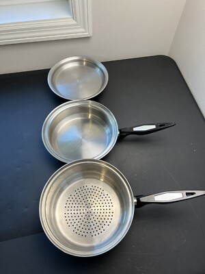 Vtg CARICO Nutri-Tech 5-Ply 18-10 304 Stainless Pan With Steamer