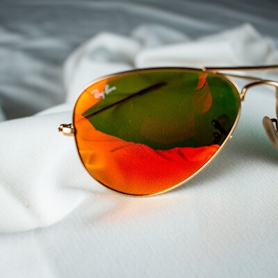 RAY-BAN Orange Amber Tinted Mirrored Unisex Men Outdoorsman  display picture 1
