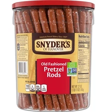 Snyder's of Hanover, Old Fashioned Pretzel Rods, 27 oz Canister