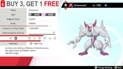 NINTENDO ✨ Shiny Gmax Grimmsnarl ✨ Pokemon Sword and Shield Perfect IV🚀Fast Delivery🚀