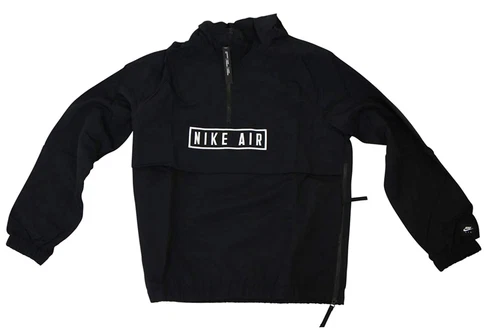 Mens Nike Air Woven Hooded Black Jacket Nylon & Polyester 1/3 Zip (BV5163-010)