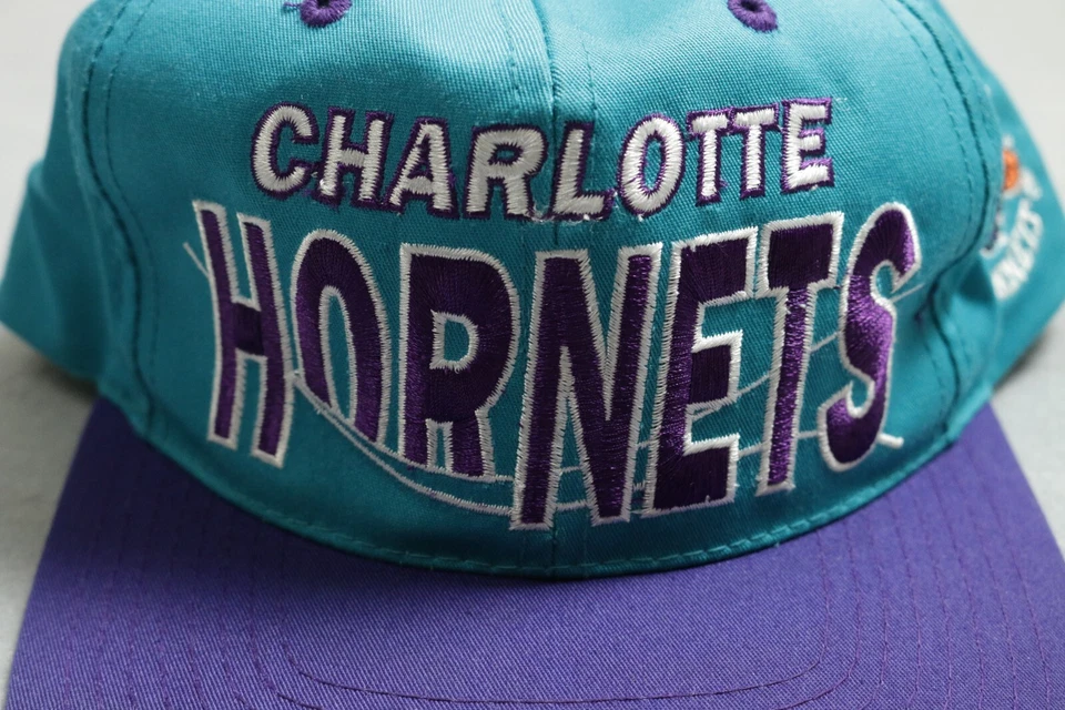 Vintage Charlotte Hornets Hat Cap Mens Snapback Blue Side Logo - Image 2 of 4