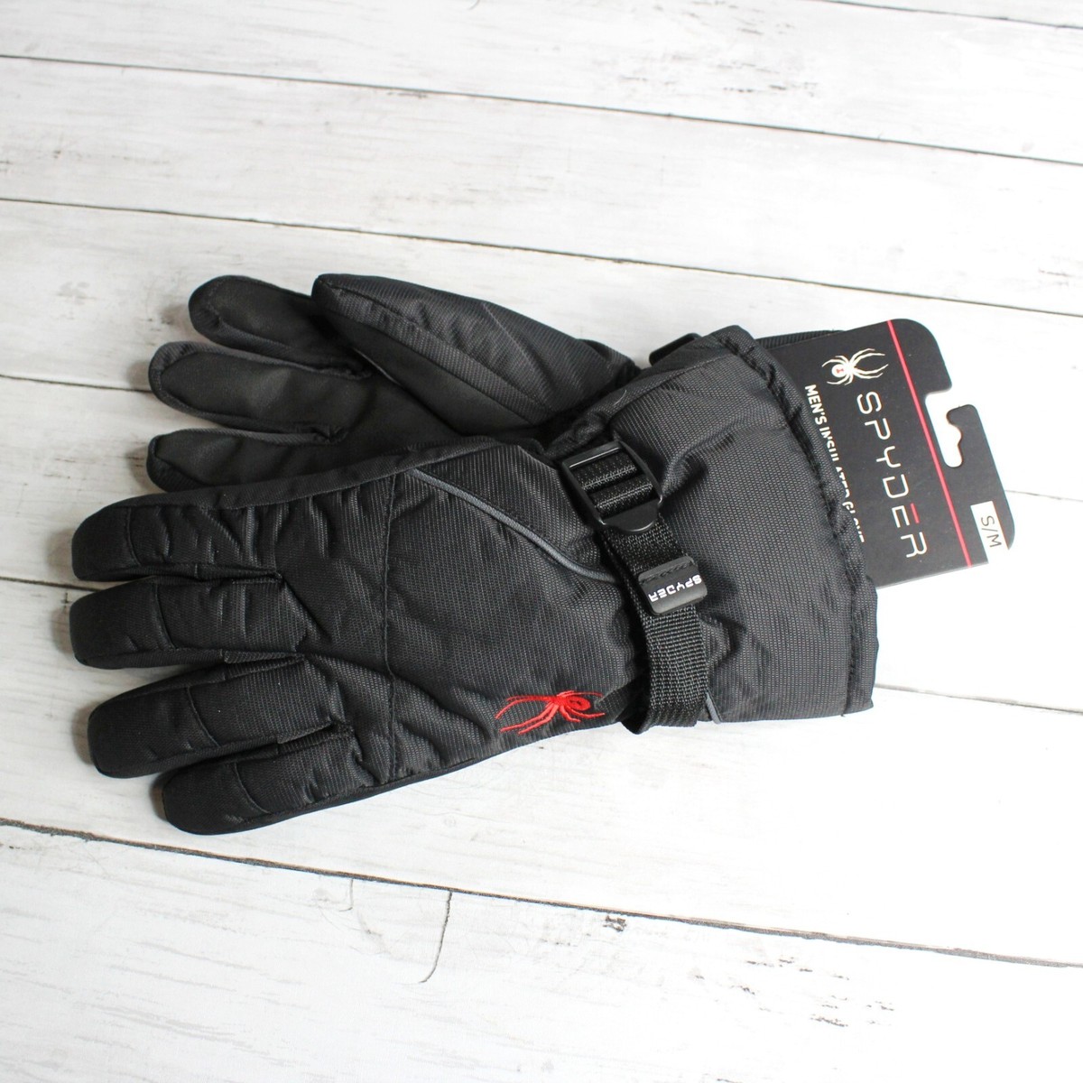 Spyder Mens Snowboard Ski Gloves Size S M Black Red Spider Spyder Mens Snowboard Ski Gloves Size S M Black Red Spider