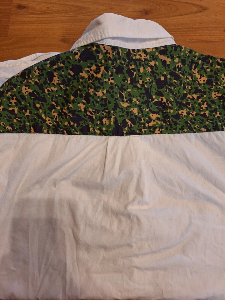 Camisa WESC Para Hombres Talla L Blanca Multicolor Camuflada Camisa Manga Larga con Botones Foto 4 de 4