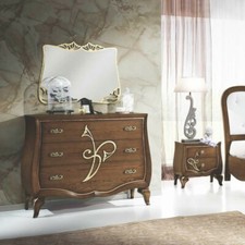  GRUPPO COMO' + 2 COMODINI  NOCE  E FOGLIA  ORO  CONTEMPORANEO 