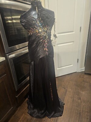 tony bowls black sequin dress Tony Bowls 2013 Black Multi Lon Strapless Sweetheart Fit and Flare Sequin Prom Dress with Beading and Rhinestones 113736