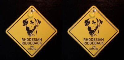2 Stück 12cm Roadsign Schild mit Saugnapf RHODESIAN RIDGEBACK Warnschild Hund - Bild 1 von 2