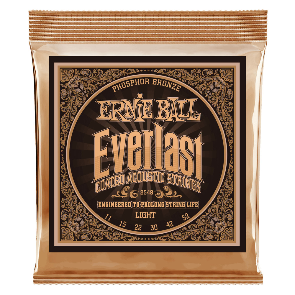 Ernie Ball #2548 Струны для акустической гитары из бронзы с покрытием Everlast .011-.052