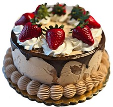 DEZICAKES Fake Cake Artificial Food Naked Chocolate Strawberry Drizzle Cake