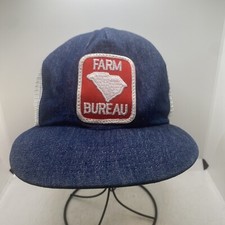 Vintage Denim Mesh Back Farm Bureau Insurance Co. Patch Trucker Snapback Hat