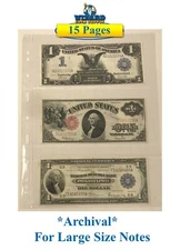 15 Lighthouse Grande 3 Pocket Album Pages For Large US Currency / World Notes
