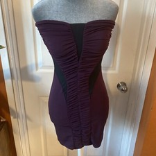 Fashion Love Women’s Size Medium Mini Dress Strapless Purple Stretch 