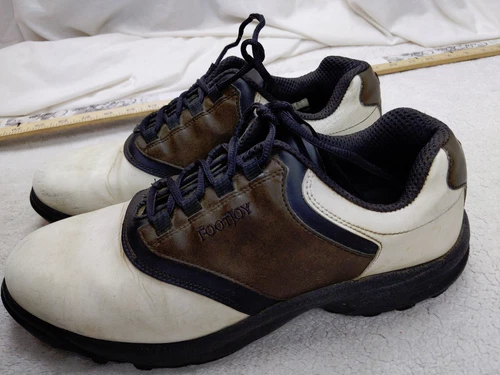 FootJoy GreenJoys Saddle Golf Shoes Mens 11 M White Brown Soft Spikes 45516