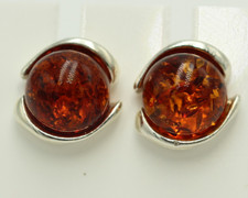 Orecchini Design In Ambra 925 Argento Gioielli In Ambra Marrone