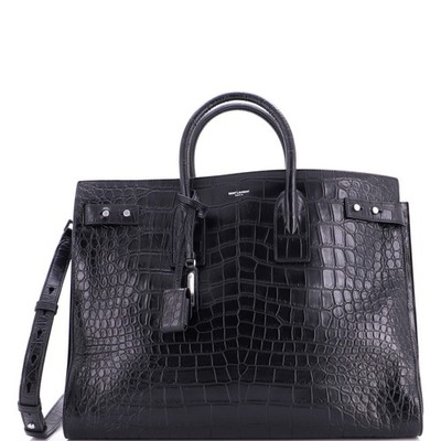 Saint Laurent Sac de Jour Souple Bag Crocodile Embossed Leather Large