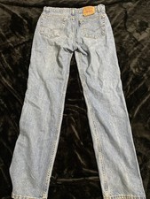 Vintage 90s Levis 505 Jeans Men’s 36x34 Straight Leg Light Wash Fade Red Tab