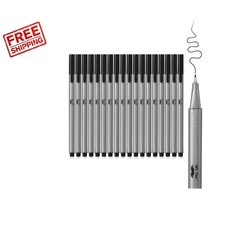 18 Pack of Black Fine Tip Fineliner Pens - Ideal for Sketching  Journaling
