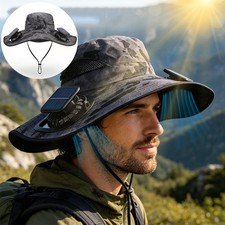 Dual Fan Solar Fan Hat Breathable Sun Hat Wide Brim Cooling Cap for Outdoor NEW
