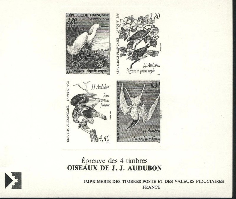FRANCE 1995-2004 MEILLEURS VOEUX SOUVENIR CARDS/Audubon proof card/booklt covers